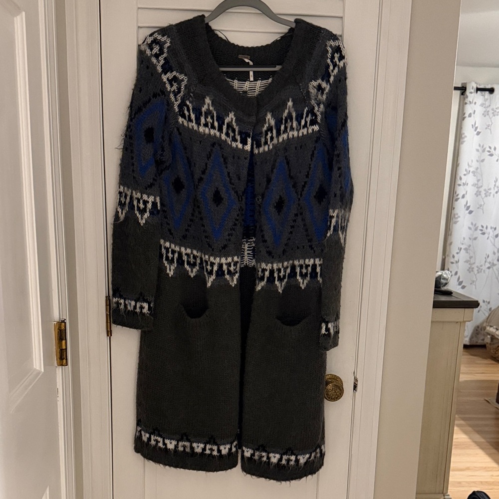 Free People Charcoal Knit Cardigan